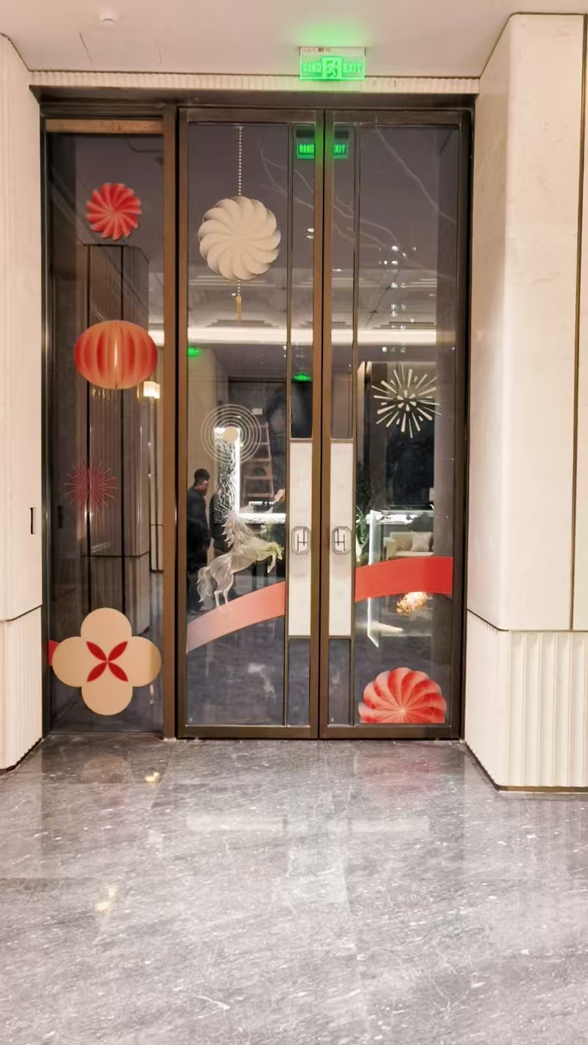 郑州市高新华曦府售楼部超高超大电动平开门